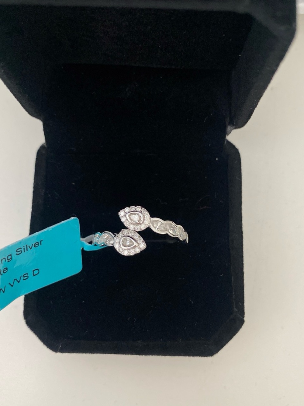 Pear Moissanite Ring in Silver